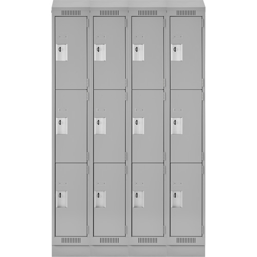 Anthony Steel Mfg. CL-T4-15X15X72RBST-A124 Clean Line Lockers, 3 -tier, Bank of 4, 60" x 15" x 82", Steel, Grey, Rivet (Assembled)