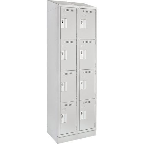 Anthony Steel Mfg. CL-Q2-12X18X72RBST_A124 Clean Line Lockers, 4 -tier, Bank of 2, 24" x 18" x 82", Steel, Grey, Rivet (Assembled)