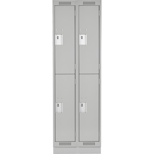 Anthony Steel Mfg. CL-D-2-12X15X72-RB_A124 Clean Line Lockers, 2 -tier, Bank of 2, 24" x 15" x 76", Steel, Grey, Rivet (Assembled)