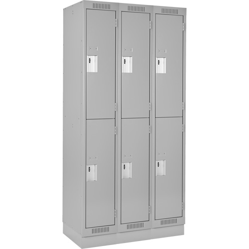 Anthony Steel Mfg. CL-D-3-12X15X72-RB_A124 Casiers Clean Line, 2 niveaux, Bloc de 3, 36" x 15" x 76", Acier, Gris, Rivet (assembl&eacute;)