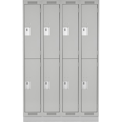 Anthony Steel Mfg. CL-D-4-15X18X72-RB_A124 Clean Line Lockers, 2 -tier, Bank of 4, 60" x 18" x 76", Steel, Grey, Rivet (Assembled)