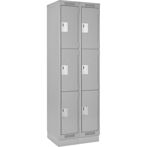 Anthony Steel Mfg. CL-T-2-15X18X72-RB_A124 Clean Line Lockers, 3 -tier, Bank of 2, 30" x 18" x 76", Steel, Grey, Rivet (Assembled)