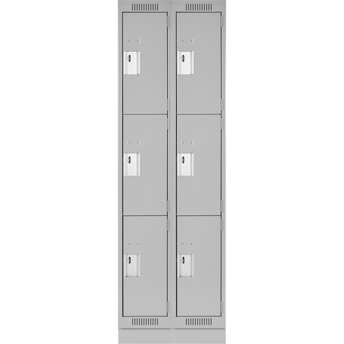 Anthony Steel Mfg. CL-T-2-15X18X72-RB_A124 Clean Line Lockers, 3 -tier, Bank of 2, 30" x 18" x 76", Steel, Grey, Rivet (Assembled)