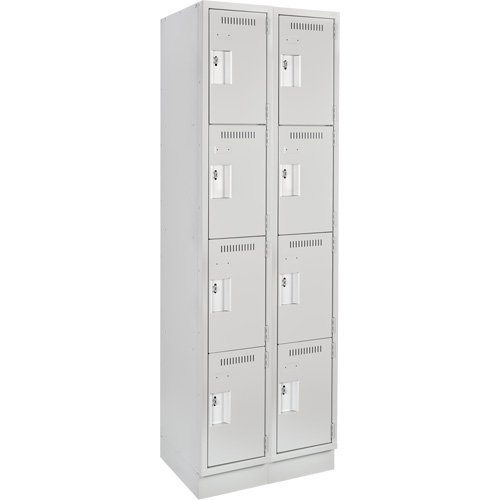 Anthony Steel Mfg. CL-Q-2-12X12X72-RB_A124 Clean Line Lockers, 4 -tier, Bank of 2, 24" x 12" x 76", Steel, Grey, Rivet (Assembled)