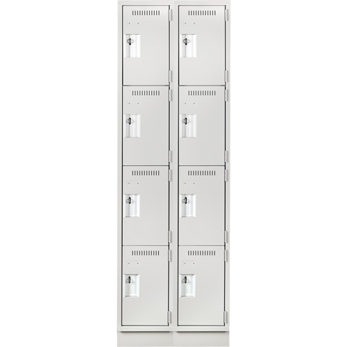 Anthony Steel Mfg. CL-Q-2-12X12X72-RB_A124 Clean Line Lockers, 4 -tier, Bank of 2, 24" x 12" x 76", Steel, Grey, Rivet (Assembled)