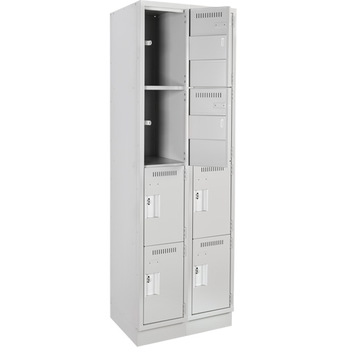 Anthony Steel Mfg. CL-Q-2-12X12X72-RB_A124 Clean Line Lockers, 4 -tier, Bank of 2, 24" x 12" x 76", Steel, Grey, Rivet (Assembled)