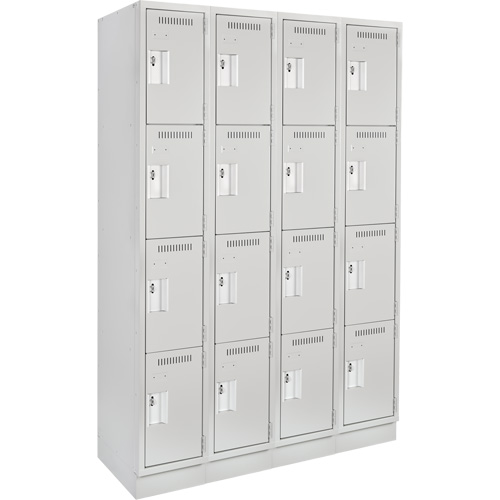 Anthony Steel Mfg. CL-Q-4-12X12X72-RB_A124 Clean Line Lockers, 4 -tier, Bank of 4, 48" x 12" x 76", Steel, Grey, Rivet (Assembled)