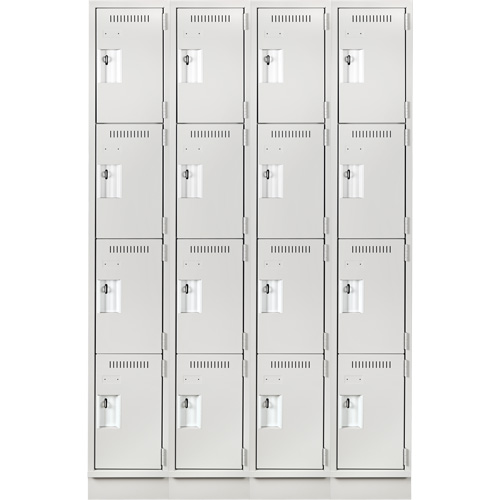 Anthony Steel Mfg. CL-Q-4-12X12X72-RB_A124 Clean Line Lockers, 4 -tier, Bank of 4, 48" x 12" x 76", Steel, Grey, Rivet (Assembled)