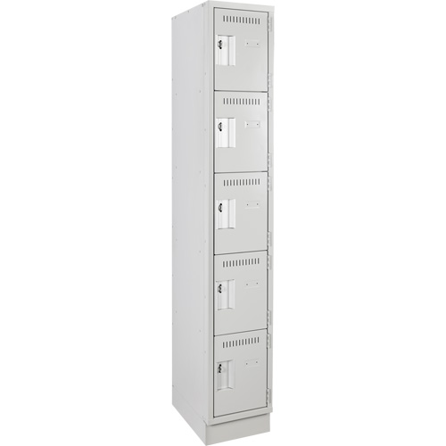 Anthony Steel Mfg. CL-5T1-12X18X72-RB_A124 Clean Line Lockers, 5 -tier, 12" x 18" x 76", Steel, Grey, Rivet (Assembled)