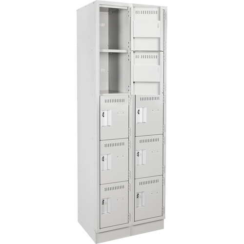 Anthony Steel Mfg. CL-5T2-12X18X72-RB_A124 Clean Line Lockers, 5 -tier, Bank of 2, 24" x 18" x 76", Steel, Grey, Rivet (Assembled)