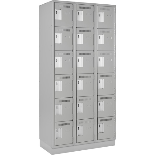 Anthony Steel Mfg. CL-L-3-12X18X72-RB_A124 Petits casiers Clean Line, 6 niveaux, Bloc de 3, 36" x 18" x 76", Acier, Gris, Rivet (assembl&eacute;)