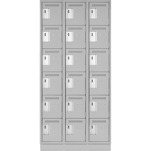 Anthony Steel Mfg. CL-L-3-12X18X72-RB_A124 Petits casiers Clean Line, 6 niveaux, Bloc de 3, 36" x 18" x 76", Acier, Gris, Rivet (assembl&eacute;)