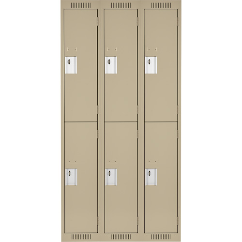 Anthony Steel Mfg. CL-D-3-12X18X72_A123 Clean Line Lockers, 2 -tier, Bank of 3, 36" x 18" x 72", Steel, Beige, Rivet (Assembled)