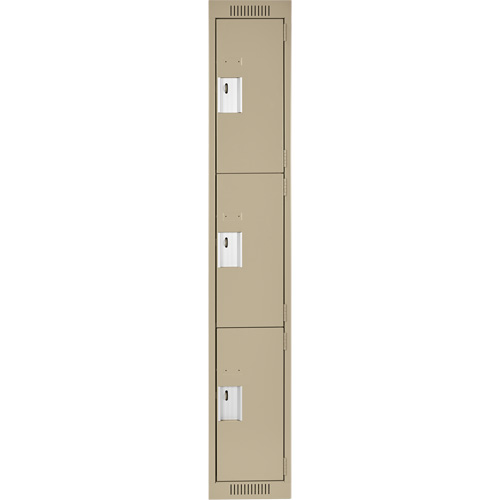 Anthony Steel Mfg. CL-T-1-15X15X72-A123 Clean Line Lockers, 3 -tier, 15" x 15" x 72", Steel, Beige, Rivet (Assembled)