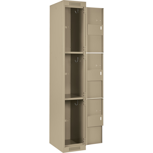 Anthony Steel Mfg. CL-T-2-15X18X72_A123 Clean Line Lockers, 3 -tier, Bank of 2, 30" x 18" x 72", Steel, Beige, Rivet (Assembled)