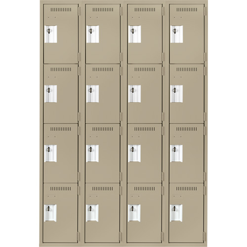 Anthony Steel Mfg. CL-Q-4-12X15X72_A123 Clean Line Lockers, 4 -tier, Bank of 4, 48" x 15" x 72", Steel, Beige, Rivet (Assembled)