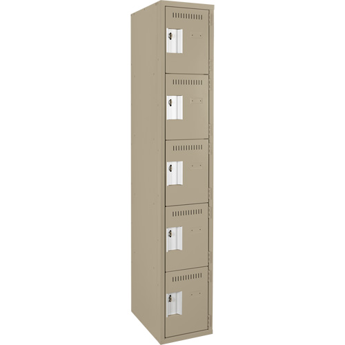 Anthony Steel Mfg. CL-5T-1-12X15X72_A123 Assembled Clean Line Personal Effects Lockers, 5 -tier, 15" x 72" x 12", Steel