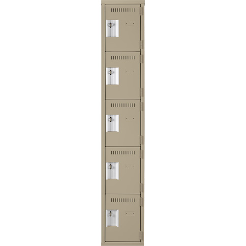 Anthony Steel Mfg. CL-5T-1-12X15X72_A123 Assembled Clean Line Personal Effects Lockers, 5 -tier, 15" x 72" x 12", Steel