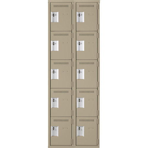 Anthony Steel Mfg. CL-5T-2-12X15X72_A123 Assembled Clean Line Personal Effects Lockers, 5 -tier, Bank of 2, 15" x 72" x 24", Steel