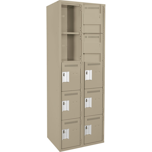 Anthony Steel Mfg. CL-5T-2-12X15X72_A123 Assembled Clean Line Personal Effects Lockers, 5 -tier, Bank of 2, 15" x 72" x 24", Steel