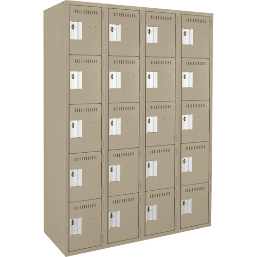 Anthony Steel Mfg. CL-5T-4-12X15X72_A123 Assembled Clean Line Personal Effects Lockers, 5 -tier, Bank of 4, 15" x 72" x 48", Steel