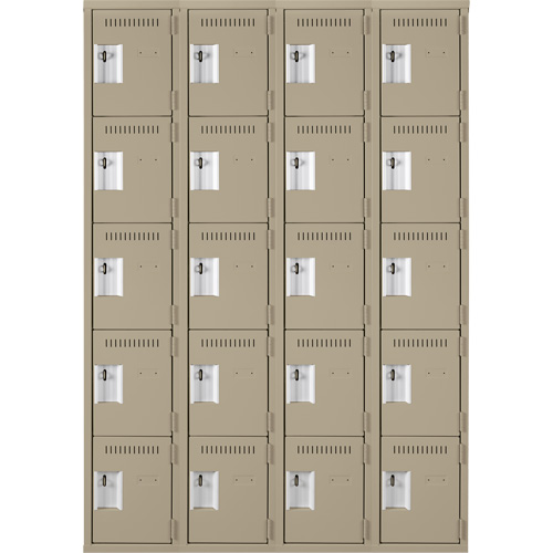 Anthony Steel Mfg. CL-5T-4-12X15X72_A123 Assembled Clean Line Personal Effects Lockers, 5 -tier, Bank of 4, 15" x 72" x 48", Steel