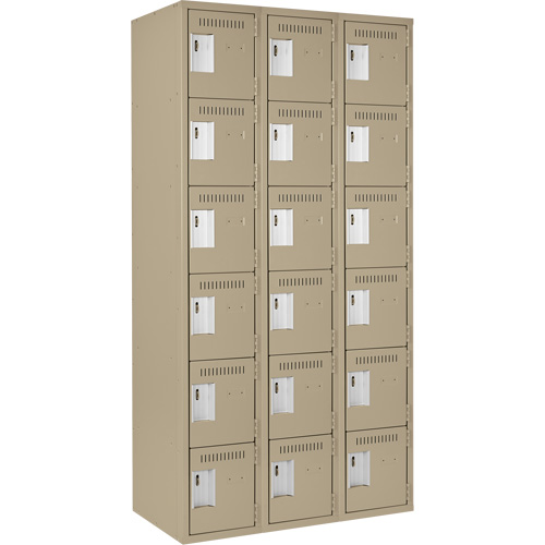 Anthony Steel Mfg. CL-L-3-12X12X72_A123 Clean-Line Lockerette, 6 -tier, Bank of 3, 12" x 72" x 12", Steel