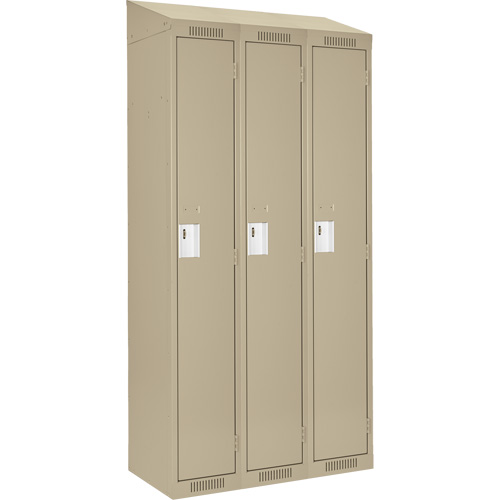 Anthony Steel Mfg. CL-S-3-18X18X72-ST_A123 Clean Line Lockers, Bank of 3, 54" x 18" x 78", Steel, Beige, Rivet (Assembled)