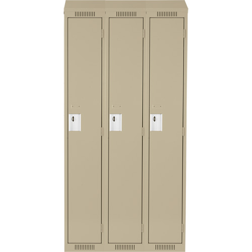 Anthony Steel Mfg. CL-S-3-18X18X72-ST_A123 Clean Line Lockers, Bank of 3, 54" x 18" x 78", Steel, Beige, Rivet (Assembled)