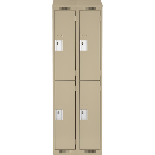 Anthony Steel Mfg. CLD-2-15X18X72-ST_A123 Casiers Clean Line, 2 niveaux, Bloc de 2, 30" x 18" x 78", Acier, Beige, Rivet (assembl&eacute;)
