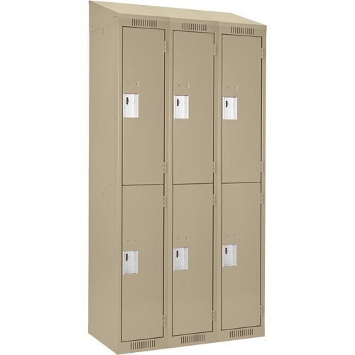 Anthony Steel Mfg. CL-D-3-18X18X72-ST_A123 Clean Line Lockers, 2 -tier, Bank of 3, 54" x 18" x 78", Steel, Beige, Rivet (Assembled)