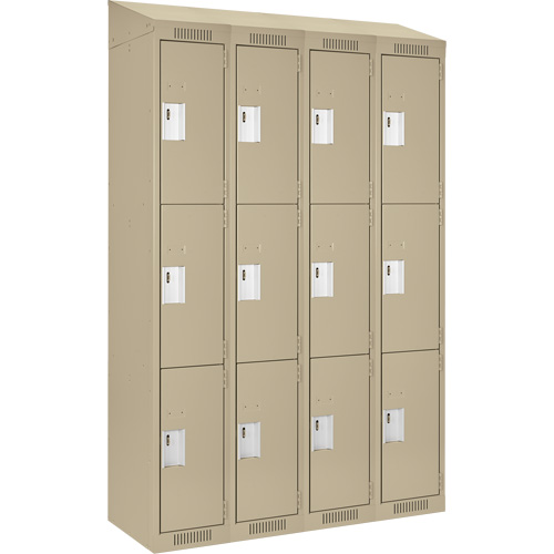 Anthony Steel Mfg. CL-T-4-15X18X72-ST_A123 Clean Line Lockers, 3 -tier, Bank of 4, 60" x 18" x 78", Steel, Beige, Rivet (Assembled)