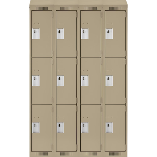 Anthony Steel Mfg. CL-T-4-15X18X72-ST_A123 Clean Line Lockers, 3 -tier, Bank of 4, 60" x 18" x 78", Steel, Beige, Rivet (Assembled)