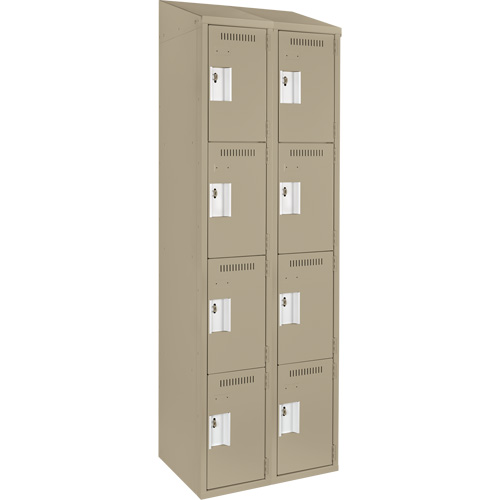 Anthony Steel Mfg. CL-Q-2-12X12X72-ST_A123 Clean Line Lockers, 4 -tier, Bank of 2, 24" x 12" x 78", Steel, Beige, Rivet (Assembled)