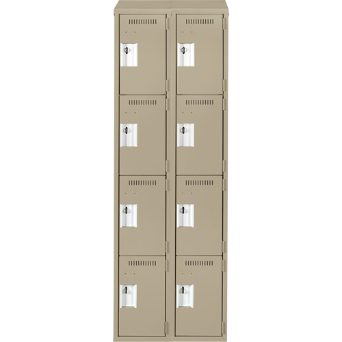 Anthony Steel Mfg. CL-Q-2-12X12X72-ST_A123 Clean Line Lockers, 4 -tier, Bank of 2, 24" x 12" x 78", Steel, Beige, Rivet (Assembled)