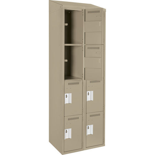Anthony Steel Mfg. CL-Q-2-12X12X72-ST_A123 Clean Line Lockers, 4 -tier, Bank of 2, 24" x 12" x 78", Steel, Beige, Rivet (Assembled)