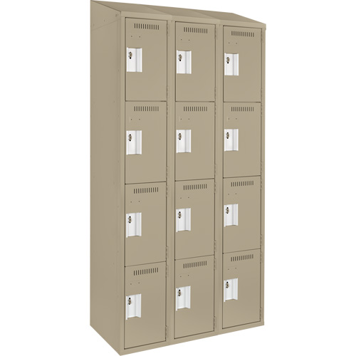 Anthony Steel Mfg. CL-Q-3-12X18X72-ST_A123 Clean Line Lockers, 4 -tier, Bank of 3, 36" x 18" x 78", Steel, Beige, Rivet (Assembled)