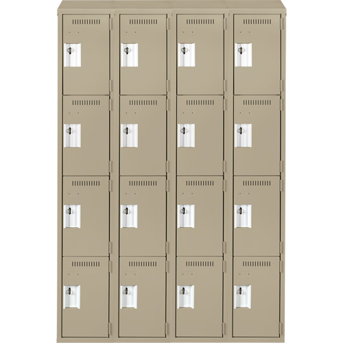 Anthony Steel Mfg. CL-Q-4-12X18X72-ST_A123 Casiers Clean Line, 4 niveaux, Bloc de 4, 48" x 18" x 78", Acier, Beige, Rivet (assembl&eacute;)