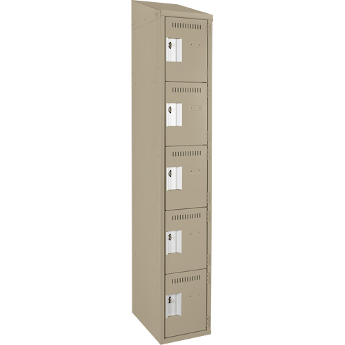 Anthony Steel Mfg. CL-5T-1-121572-ST_A123 Assembled Clean Line Personal Effects Lockers, 5 -tier, 15" x 78" x 12", Steel