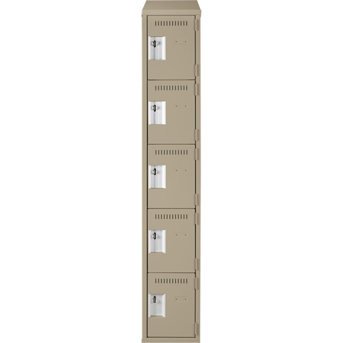 Anthony Steel Mfg. CL-5T-1-121572-ST_A123 Assembled Clean Line Personal Effects Lockers, 5 -tier, 15" x 78" x 12", Steel