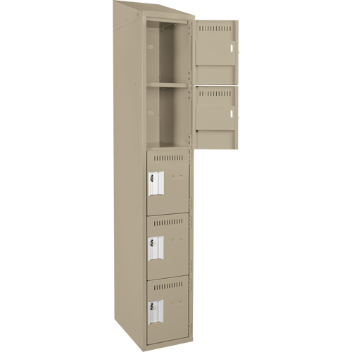 Anthony Steel Mfg. CL-5T-1-121572-ST_A123 Assembled Clean Line Personal Effects Lockers, 5 -tier, 15" x 78" x 12", Steel
