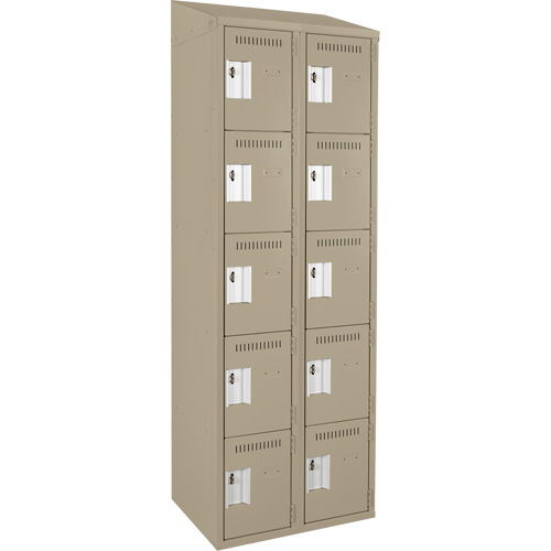 Anthony Steel Mfg. CL-5T-2-121572-ST_A123 Assembled Clean Line Personal Effects Lockers, 5 -tier, Bank of 2, 15" x 78" x 24", Steel