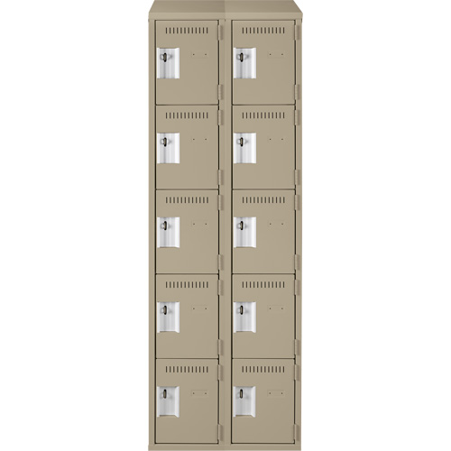 Anthony Steel Mfg. CL-5T-2-121572-ST_A123 Assembled Clean Line Personal Effects Lockers, 5 -tier, Bank of 2, 15" x 78" x 24", Steel