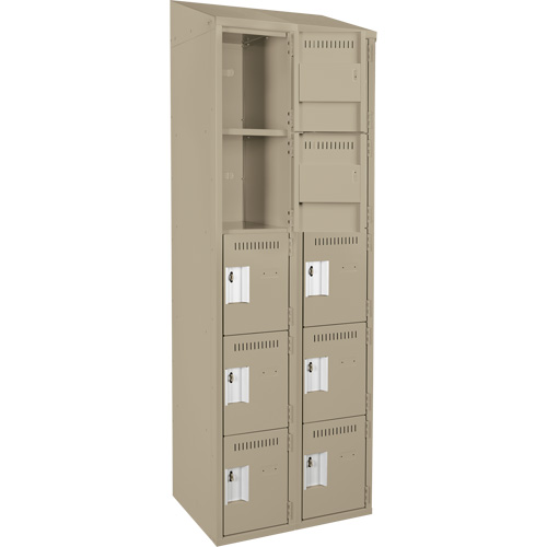 Anthony Steel Mfg. CL-5T-2-121572-ST_A123 Assembled Clean Line Personal Effects Lockers, 5 -tier, Bank of 2, 15" x 78" x 24", Steel