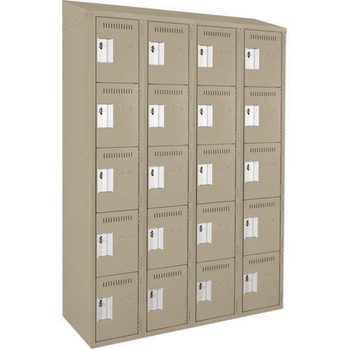 Anthony Steel Mfg. CL-5T4-12X18X72-ST_A123 Clean Line Lockers, 5 -tier, Bank of 4, 48" x 18" x 78", Steel, Beige, Rivet (Assembled)