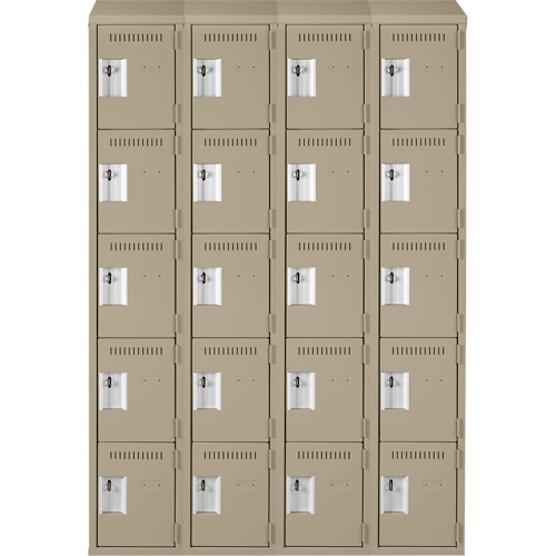 Anthony Steel Mfg. CL-5T4-12X18X72-ST_A123 Clean Line Lockers, 5 -tier, Bank of 4, 48" x 18" x 78", Steel, Beige, Rivet (Assembled)