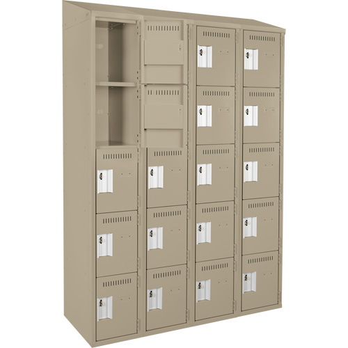 Anthony Steel Mfg. CL-5T4-12X18X72-ST_A123 Clean Line Lockers, 5 -tier, Bank of 4, 48" x 18" x 78", Steel, Beige, Rivet (Assembled)