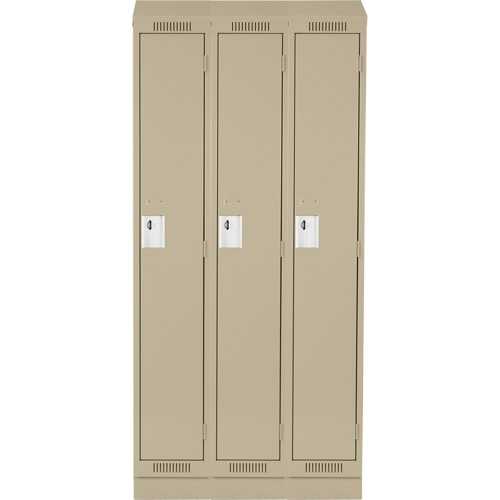 Anthony Steel Mfg. CL-S-3-121572RBST_A123 Clean Line Lockers, Bank of 3, 36" x 15" x 82", Steel, Beige, Rivet (Assembled)