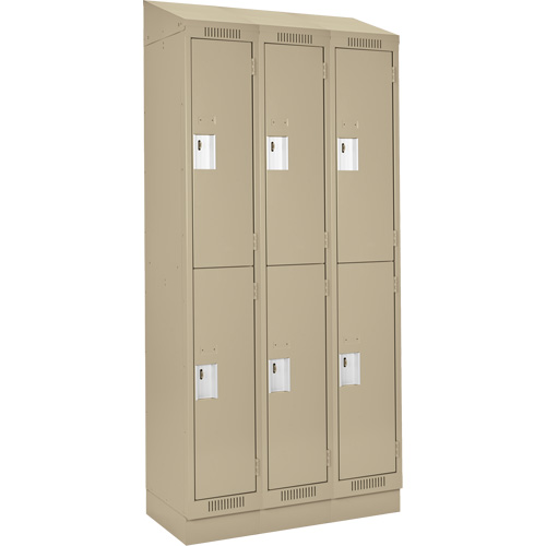 Anthony Steel Mfg. CLD-3-18X18X72RBST_A123 Clean Line Lockers, 2 -tier, Bank of 3, 54" x 18" x 82", Steel, Beige, Rivet (Assembled)