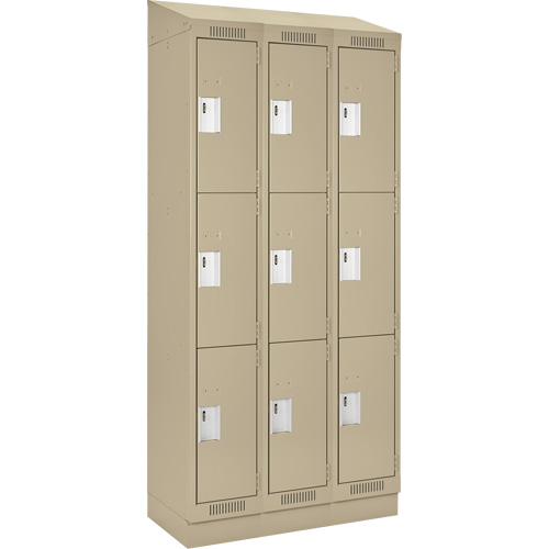 Anthony Steel Mfg. CL-T-3-121572RBST_A123 Casiers Clean Line, 3 niveaux, Bloc de 3, 36" x 15" x 82", Acier, Beige, Rivet (assembl&eacute;)